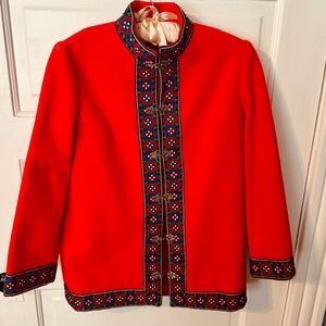 Red Embroidered Women's Jacket